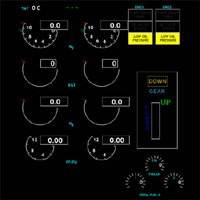 Click to view the Upper Eicas Display showing engine and gear status