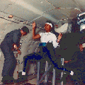 Image of a zero gravity study in a KC-135 aircraft.
