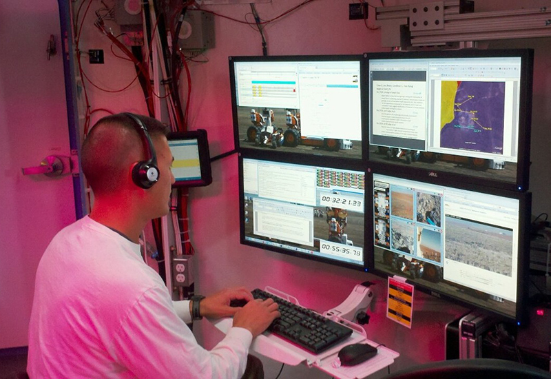 A research subject is using software developed by NASA's Human Computer Interaction Group