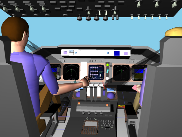 A screenshot showing NASA's Man-machine Integration Design and Analysis System (MIDAS)