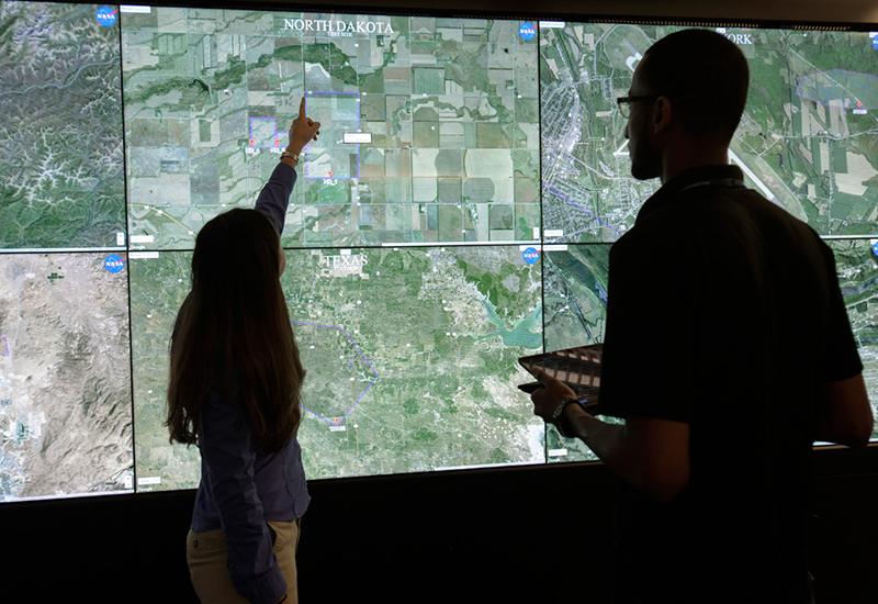 Airspace Operations Laboratory (AOL) researchers participating in an Unmanned Aircraft System (UAS) Traffic Management (UTM) simulation