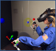 A NASA researcher is demonstrating Virtual Environments Research [click to view image galleries]