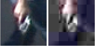Figure 5: The more compressed target image on the right is harder to identify. 